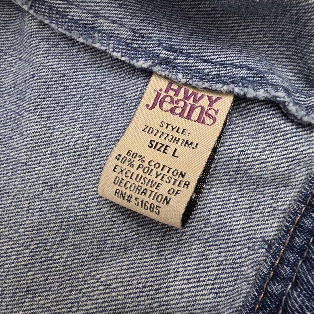 Highway Jeans Blue Denim Jacket Vest Cropped Vest Women's Juniors Size L - Picture 5 of 9